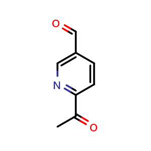 Chemical structure of 6-acetylnicotinaldehyde , CAS 20857-20-9, AChemBlock AD293089