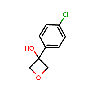 Chemical structure of 3-(4-Chlorophenyl)-3-oxetanol , CAS 1898213-76-7, AChemBlock AD293092