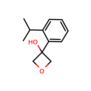 Chemical structure of 3-[2-(1-Methylethyl)phenyl]-3-oxetanol , CAS 2110273-05-5, AChemBlock AD293099