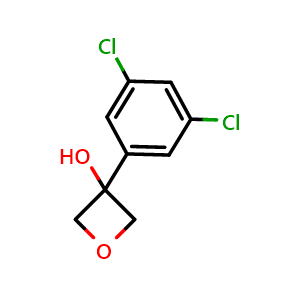 Chemical structure of 3-(3,5-dichlorophenyl)oxetan-3-ol , CAS 1788072-56-9, AChemBlock AD293103