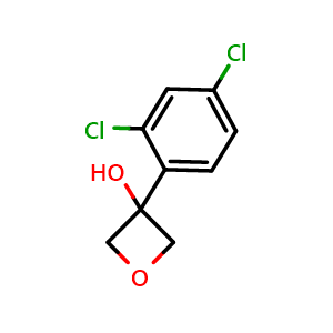 Chemical structure of 3-(2,4-Dichlorophenyl)-3-oxetanol , CAS 1510523-70-2, AChemBlock AD293105
