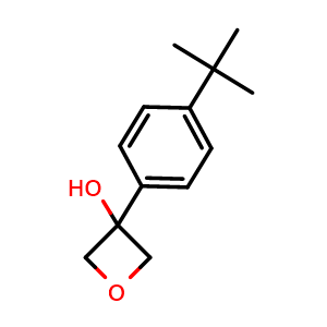 Chemical structure of 3-[4-(1,1-Dimethylethyl)phenyl]-3-oxetanol , CAS 1401916-15-1, AChemBlock AD293109