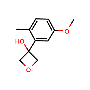 Chemical structure of 3-(5-Methoxy-2-methylphenyl)-3-oxetanol , CAS 2295115-37-4, AChemBlock AD293111
