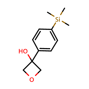 Chemical structure of 3-[4-(Trimethylsilyl)phenyl]-3-oxetanol , CAS 2289321-26-0, AChemBlock AD293112