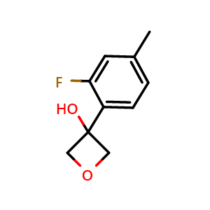 Chemical structure of 3-(2-Fluoro-4-methylphenyl)-3-oxetanol , CAS 2285267-28-7, AChemBlock AD293113