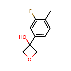 Chemical structure of 3-(3-Fluoro-4-methylphenyl)-3-oxetanol , CAS 2275624-57-0, AChemBlock AD293114