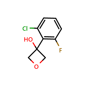 Chemical structure of 3-(2-Chloro-6-fluorophenyl)-3-oxetanol , CAS 2110261-15-7, AChemBlock AD293123