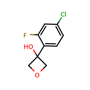 Chemical structure of 3-(4-Chloro-2-fluorophenyl)-3-oxetanol , CAS 2109697-14-3, AChemBlock AD293124