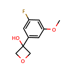 Chemical structure of 3-(3-Fluoro-5-methoxyphenyl)-3-oxetanol , CAS 2107711-75-9, AChemBlock AD293126