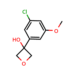 Chemical structure of 3-(3-Chloro-5-methoxyphenyl)-3-oxetanol , CAS 2107172-97-2, AChemBlock AD293127