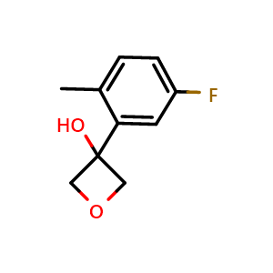 Chemical structure of 3-(5-Fluoro-2-methylphenyl)-3-oxetanol , CAS 2106973-62-8, AChemBlock AD293128