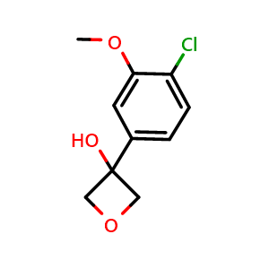 Chemical structure of 3-(4-Chloro-3-methoxyphenyl)-3-oxetanol , CAS 2104004-92-2, AChemBlock AD293135