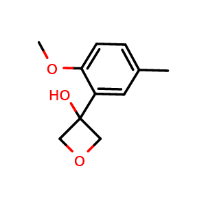 Chemical structure of 3-(2-Methoxy-5-methylphenyl)-3-oxetanol , CAS 1904312-55-5, AChemBlock AD293138