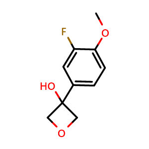 Chemical structure of 3-(3-Fluoro-4-methoxyphenyl)-3-oxetanol , CAS 1904312-52-2, AChemBlock AD293139
