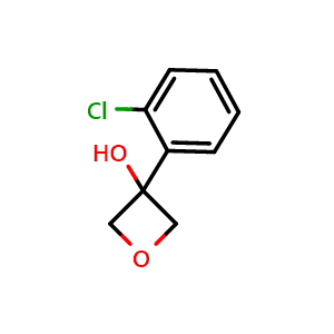 Chemical structure of 3-(2-Chlorophenyl)-3-oxetanol , CAS 1903789-21-8, AChemBlock AD293141