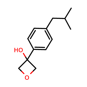 Chemical structure of 3-[4-(2-Methylpropyl)phenyl]-3-oxetanol , CAS 1895392-51-4, AChemBlock AD293143