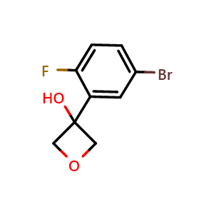 Chemical structure of 3-(5-Bromo-2-fluorophenyl)-3-oxetanol , CAS 1894885-38-1, AChemBlock AD293144