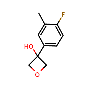 Chemical structure of 3-(4-Fluoro-3-methylphenyl)-3-oxetanol , CAS 1892987-35-7, AChemBlock AD293148