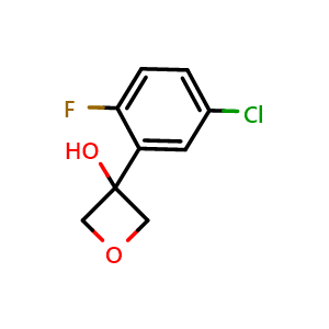 Chemical structure of 3-(5-Chloro-2-fluorophenyl)-3-oxetanol , CAS 1891139-35-7, AChemBlock AD293149