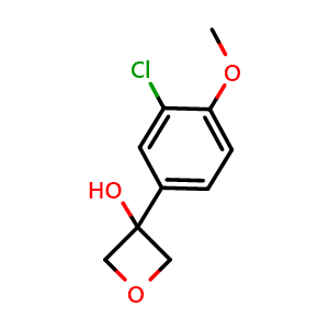 Chemical structure of 3-(3-Chloro-4-methoxyphenyl)-3-oxetanol , CAS 1504279-74-6, AChemBlock AD293157
