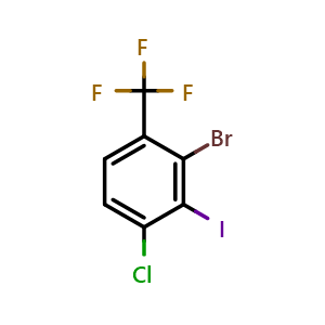 Chemical structure of 2-Bromo-4-chloro-3-iodo-1-(trifluoromethyl)benzene , CAS 914642-92-5, AChemBlock AD293159
