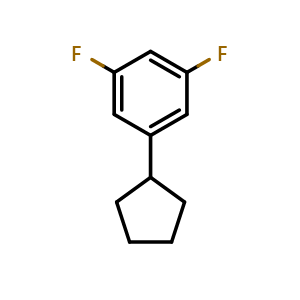 Chemical structure of 1-cyclopentyl-3,5-difluorobenzene , CAS 1516624-67-1, AChemBlock AD293161