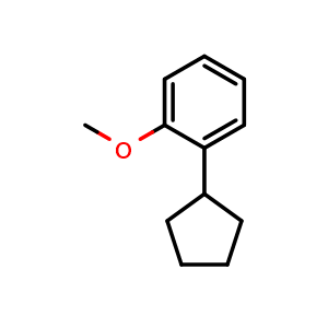 Chemical structure of 1-cyclopentyl-2-methoxybenzene , CAS 3721-81-1, AChemBlock AD293167