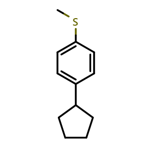 Chemical structure of (4-cyclopentylphenyl)(methyl)sulfane , CAS 2921719-24-4, AChemBlock AD293170