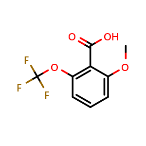 Chemical structure of 2-Methoxy-6-(trifluoromethoxy)benzoic acid , CAS 433330-72-4, AChemBlock AD293175