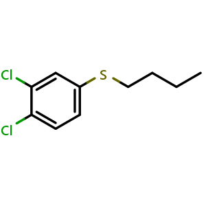 Chemical structure of 4-(Butylthio)-1,2-dichlorobenzene , CAS 103753-70-4, AChemBlock AD293176