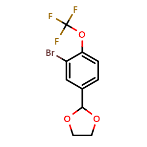 Chemical structure of 2-(3-Bromo-4-(trifluoromethoxy)phenyl)-1,3-dioxolane , CAS 459810-96-9, AChemBlock AD293185
