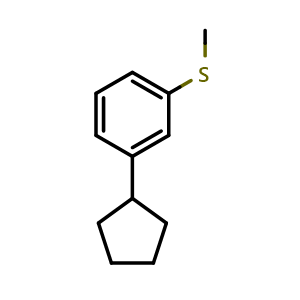 Chemical structure of (3-cyclopentylphenyl)(methyl)sulfane , CAS 2921884-00-4, AChemBlock AD293192