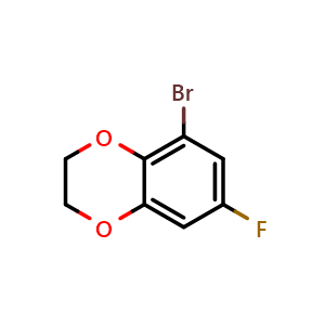 Chemical structure of 5-bromo-7-fluoro-2,3-dihydrobenzo[b][1,4]dioxine , CAS 1443538-54-2, AChemBlock AD293195