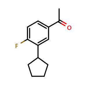 Chemical structure of 1-(3-cyclopentyl-4-fluorophenyl)ethanone , CAS 1507258-97-0, AChemBlock AD293204