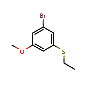 Chemical structure of 1-Bromo-3-(ethylthio)-5-methoxybenzene , CAS 1186605-12-8, AChemBlock AD293235