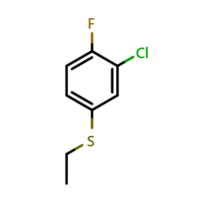 Chemical structure of 2-Chloro-4-(ethylthio)-1-fluorobenzene , CAS 871656-86-9, AChemBlock AD293236