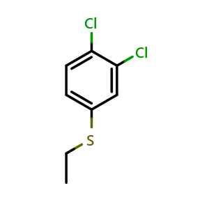 Chemical structure of 1,2-Dichloro-4-(ethylthio)benzene , CAS 101079-91-8, AChemBlock AD293243