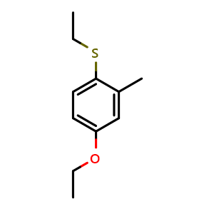 Chemical structure of 4-Ethoxy-1-(ethylthio)-2-methylbenzene , CAS 3765-36-4, AChemBlock AD293249