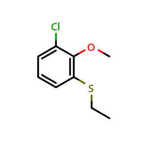 Chemical structure of 1-Chloro-3-(ethylthio)-2-methoxybenzene , CAS 1824665-64-6, AChemBlock AD293251