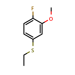 Chemical structure of 4-(Ethylthio)-1-fluoro-2-methoxybenzene , CAS 1822764-12-4, AChemBlock AD293256