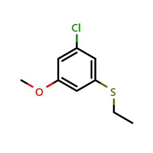 Chemical structure of 1-Chloro-3-(ethylthio)-5-methoxybenzene , CAS 1822762-51-5, AChemBlock AD293257