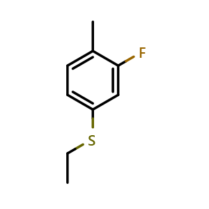 Chemical structure of 4-(Ethylthio)-2-fluoro-1-methylbenzene , CAS 1314964-95-8, AChemBlock AD293262