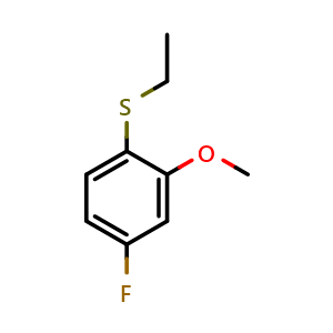 Chemical structure of 1-(Ethylthio)-4-fluoro-2-methoxybenzene , CAS 1314937-91-1, AChemBlock AD293267