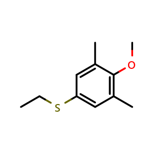 Chemical structure of 5-(Ethylthio)-2-methoxy-1,3-dimethylbenzene , CAS 1314931-09-3, AChemBlock AD293268