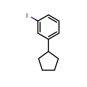 Chemical structure of 1-Cyclopentyl-3-iodobenzene , CAS 91131-69-0, AChemBlock AD293273
