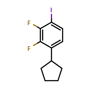 Chemical structure of 1-Cyclopentyl-2,3-difluoro-4-iodobenzene , CAS 2218447-43-7, AChemBlock AD293274