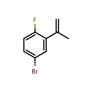 Chemical structure of 4-Bromo-1-fluoro-2-(1-methylethenyl)benzene , CAS 1262859-53-9, AChemBlock AD293282