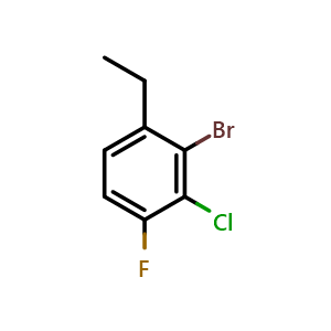 Chemical structure of 2-Bromo-3-chloro-1-ethyl-4-fluorobenzene , CAS 2711276-53-6, AChemBlock AD293286