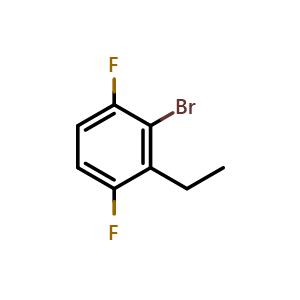 Chemical structure of 2-Bromo-3-ethyl-1,4-difluorobenzene , CAS 2707532-72-5, AChemBlock AD293287