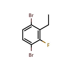 Chemical structure of 1,4-Dibromo-2-ethyl-3-fluorobenzene , CAS 1803776-28-4, AChemBlock AD293288